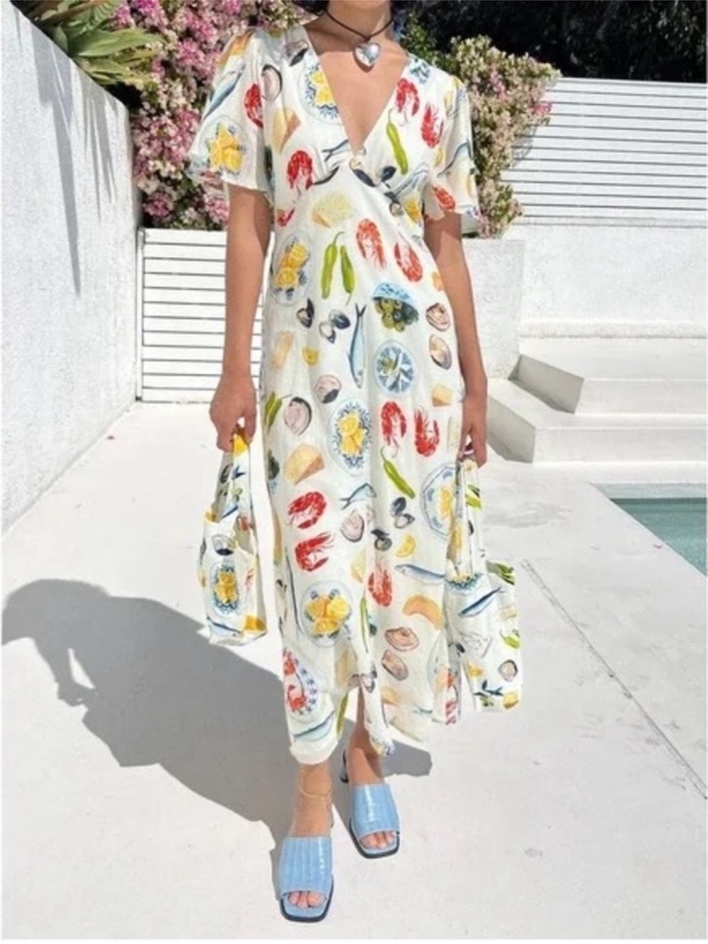Lisa Says Gah Grace Midi Dress Ivory Tapas XS - Picture 15 of 16